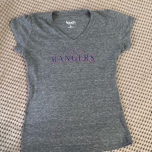 Texas Rangers Women’s Heather Gray V-Neck Tee MLB Baseball